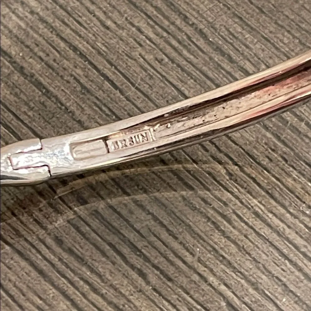 BR SUN Silver Plated Elegant Hinged Bangle Bracelet with Rose Gold Accents